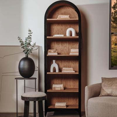 Tower Living Wandkast 'Rotondi' Mangohout en eikenfineer, 220 x 70cm, kleur Zwart Tower Living Wandkast 'Rotondi' Mangohout en eikenfineer, 220 x 70cm, kleur Zwart