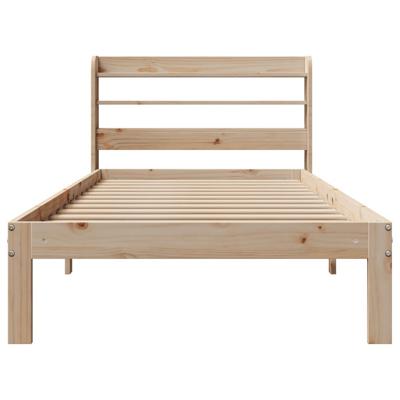 Bedframe met hoofdbord massief grenenhout 75x190 cm