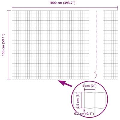 Euro Hek Grijs 1.5 x 10 m PVC-gecoat ijzer