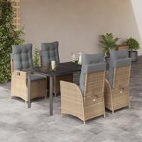 5-delige Tuinset met kussens poly rattan beige - thumbnail