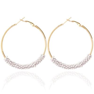 Vrouwen hoepel oorbellen etnische Vintage kraal Boho oorbellen verklaring Jewelry(white)