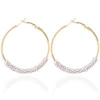 Vrouwen hoepel oorbellen etnische Vintage kraal Boho oorbellen verklaring Jewelry(white) - thumbnail