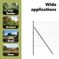 VidaXL Hek met paal grijs 1,4 x 10 m staal en pvc - thumbnail
