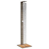 Buitendouche 50x55x224 cm poly rattan en acaciahout grijs - thumbnail
