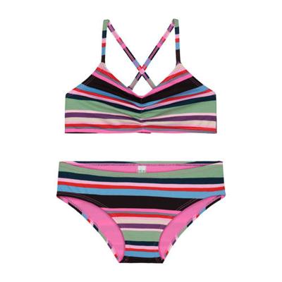 Shiwi gestreepte crop bikini Mod roze/blauw