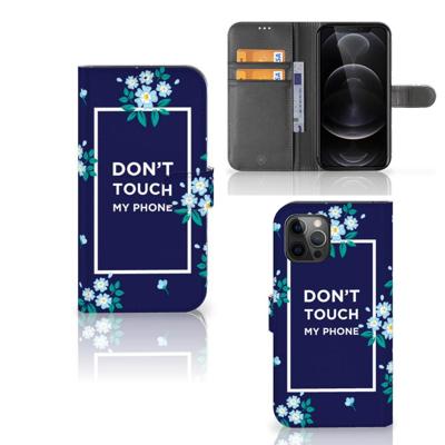 Apple iPhone 12 Pro Max Portemonnee Hoesje Flowers Blue DTMP Apple iPhone 12 Pro Max Portemonnee Hoesje Flowers Blue DTMP