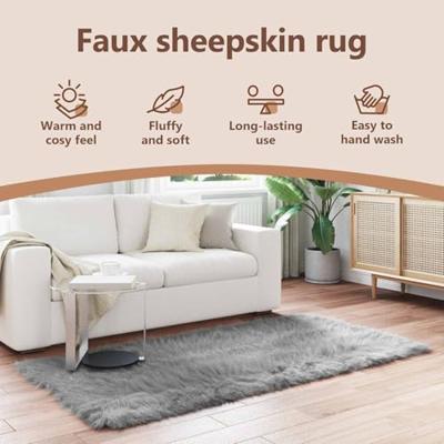 VidaXL Nep schapenvacht tapijt tafalla grijs 100 x 200 cm polyester