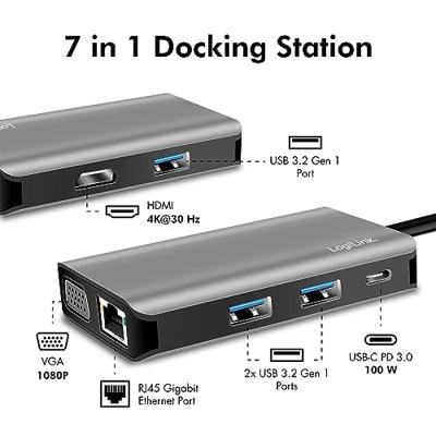 LogiLink UA0410 USB-C dockingstation Geschikt voor merk (dockingstation): Universeel USB-C Power Delivery - thumbnail