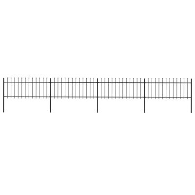Tuinhek met speren bovenkant 6,8x0,8 m staal zwart