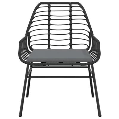 5-delige Tuinset met kussens poly rattan glas zwart