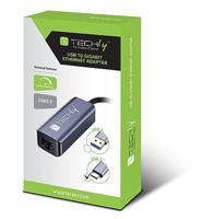 Techly IDATA USB-ETGIGA-CA laptop dock & poortreplicator Bedraad USB 3.2 Gen 1 (3.1 Gen 1) Type-C Zw - thumbnail