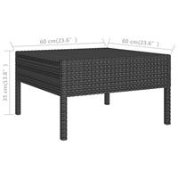 3-delige Loungeset met kussens poly rattan zwart - thumbnail