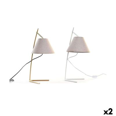 Bureaulamp DKD Home Decor Gouden Metaal Linnen Wit 50 W Modern (25 x 31 x 57 cm) (2 Stuks)