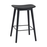 Muuto Fiber Barkruk Wood Base Black 65 cm. - thumbnail