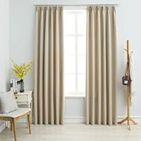 VidaXL Gordijnen verduisterend met haken 2 st 140x245 cm beige - thumbnail