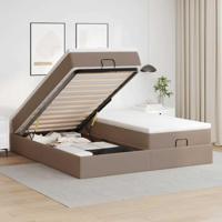 Ottoman bed met matrassen 180x200cm kunstleer cappuccinokleurig - thumbnail