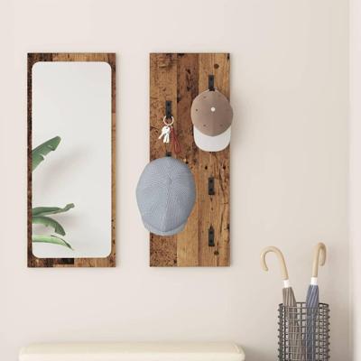Wandgemonteerde kapstok Oud hout 30 x 1.5 x 80 cm Bewerkt hout