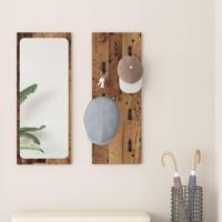 Wandgemonteerde kapstok Oud hout 30 x 1.5 x 80 cm Bewerkt hout - thumbnail