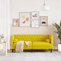 Tweezitsbank Chesterfield-stijl en bolsters fluweel geel - thumbnail
