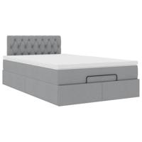 Ottoman bed met matras en LED's 120x200 cm stof lichtgrijs - thumbnail