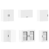 11-delige Keukenkastenset Porto bewerkt hout wit - thumbnail