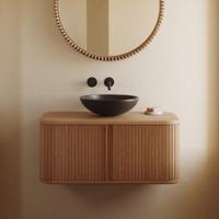 Kave Home Badkamermeubel 'Mailen' Essenhout, 90cm, kleur Naturel (excl. waskom) - thumbnail