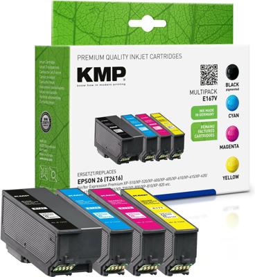 KMP Inktcartridge vervangt Epson 26, T2616, T2601, T2612, T2613, T2614 Compatibel Combipack Zwart, Cyaan, Magenta, Geel E167V 1626,4850 KMP Inktcartridge vervangt Epson 26, T2616, T2601, T2612, T2613, T2614 Compatibel Combipack Zwart, Cyaan, Magenta, Geel E167V 1626,4850