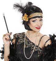 1920&apos;s pailletten hoofdband goud met bloem en veren - thumbnail
