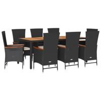 9-delige Tuinset poly rattan zwart - thumbnail