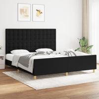 Bedframe met hoofdeinde stof zwart 180x200 cm - thumbnail