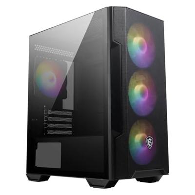 MSI M100R Midi-tower PC-behuizing Zwart 4 voorgeïnstalleerde LED-ventilators, Stoffilter, Zijvenster