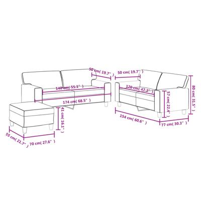 3-delige Loungeset kunstleer grijs