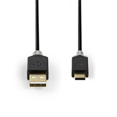 Kabel USB 2.0 | Type-C male - A male | 1,0 m | Antraciet