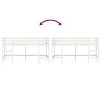 Kinderhoogslaper met ladder 90x200 cm massief grenenhout wit - thumbnail
