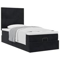 Ottoman bed met matrassen 80x200cm fluweel zwart - thumbnail
