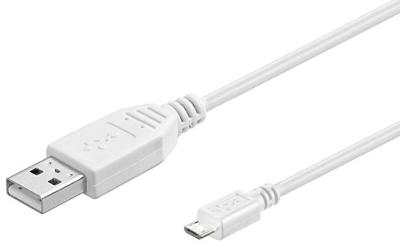 MicroConnect USB A/Micro USB B, 3 m 3 m USB A Micro B mannelijke witte kabel USB - kabel USB (3 m, 3 m, USB A, Micro B, 2.0, mannelijk/mannelijk, wit)