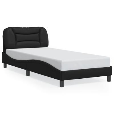 Bedframe met hoofdbord kunstleer zwart 80x200 cm - thumbnail