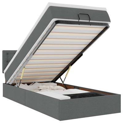 Ottoman bed met matras en LED's 100x200cm stof donkergrijs - thumbnail