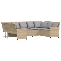 Tuinbank met kussens poly rattan beige - thumbnail