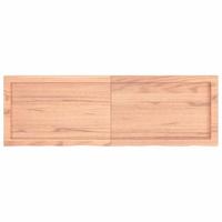 Wandschap 120x40x(2-6)cm behandeld massief eikenhout lichtbruin - thumbnail