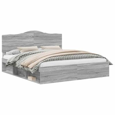 Bedframe Grijs Sonoma 200 x 200 cm Massief grenenhout