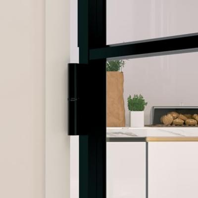 VidaXL Binnendeur 83x201,5 cm gehard glas en aluminium smal zwart - thumbnail
