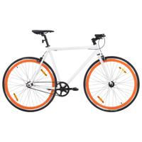 VidaXL Fiets met vaste versnelling 700 c 59 cm wit en oranje - thumbnail