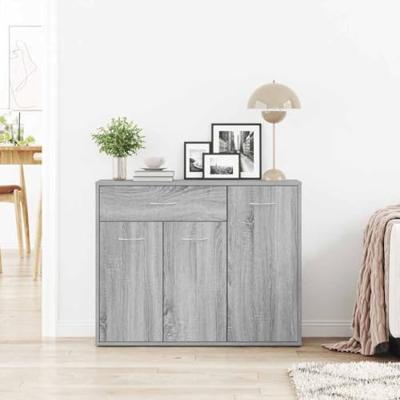 Dressoir 88x30x70 cm bewerkt hout grijs sonoma eikenkleurig