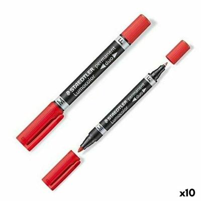 Permanente markeerstift Staedtler Lumocolor 348 Dubbel Rood (10 Stuks)