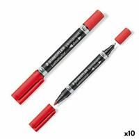Permanente markeerstift Staedtler Lumocolor 348 Dubbel Rood (10 Stuks) - thumbnail