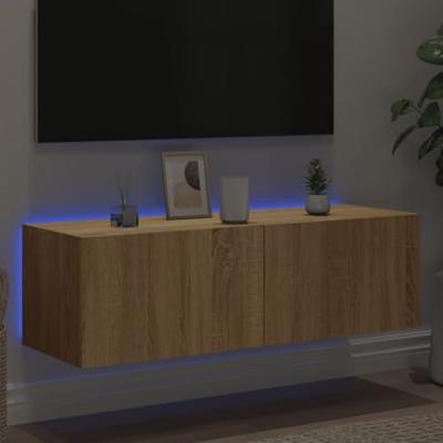 Tv-wandmeubel met LED-verlichting 100x35x31 cm sonoma eiken