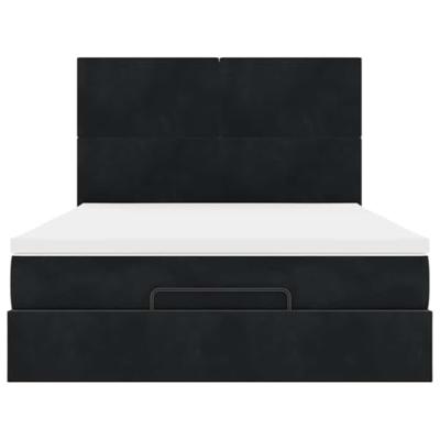 Ottoman bed met matrassen 140x200cm fluweel zwart