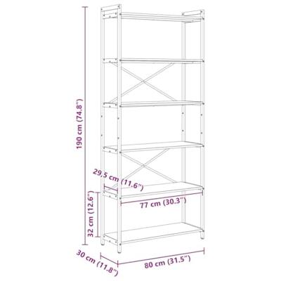 Boekenkast Sonoma eiken 80 x 30 x 188 cm Bewerkt hout Boekenkast Sonoma eiken 80 x 30 x 188 cm Bewerkt hout