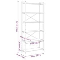 Boekenkast Gerookt eiken 80 x 30 x 188 cm Hout en Staal - thumbnail